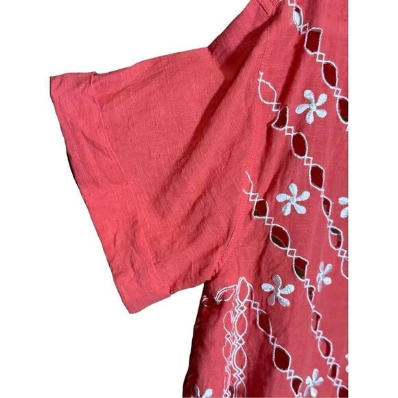 Free People Wild One Crop Top button up sz S bright coral - Picture 7 of 13